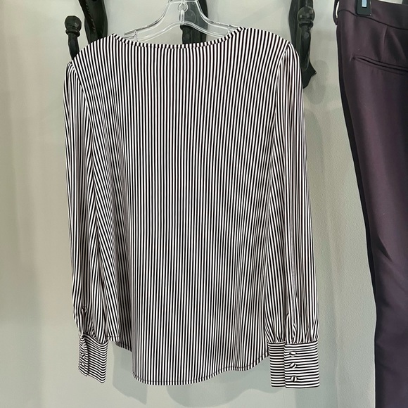 Ann Taylor Striped Blouse Top in Violet Medium - Picture 2 of 4